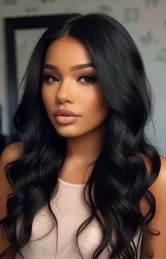 Default beautiful hairstyles for black wavy hair 2 4 2 Beach Waves Dark Hair, Wavey Hair Styles Long Natural, Bridesmaid Down Hairstyles, Fall Hairdos, Wavy Hair Black Women, Black Wavy Hairstyles, Brunette Wedding Hairstyles, Hairstyles Long Black Hair