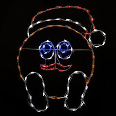 a light up head with glasses and mustache