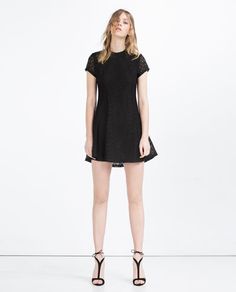 GUIPURE LACE SKATER DRESS from Zara Lacy White Dress, Zara Spring, Zara Looks, Lifestyle Board, Black Clothes, Zara Coat, Zara Collection, Lace Skater Dress, Women Shoes Online