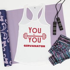 Did you finish a Girvan series? Are you just starting? Well this tank is the perfect tank top to show you are ready to be strong and are dedicated to your fitness. You'll love this Girvan tank!  Strong as Iron Tank Top, Caroline Girvan Tank, Girvan Top, Girvan Tank Top, Girvan Shirt, Iron Series Tank, Workout Tank Top .: 60% combed ringspun cotton, 40% polyester .: Extra light fabric (3.9 oz/yd² (132 g/m .: Slim fit .: Tear away label .: Runs smaller than usual Brand: Bella and Canvas 🗻Care Ins White Graphic Print Tank Top For Gym, White Letter Print Tank Top For Gym, Caroline Girvan, Workout Tank Top, Be Strong, Workout Tanks, You Fitness, Womens Tank, Womens Clothing Tops