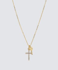 Pavé Mini Cross Necklace – The Giving Keys Necklace With Cross, Giving Keys, Mini Cross, Key Necklace, Key Pendant, Cross Charms, Layered Necklaces, Cross Necklace, Not Available