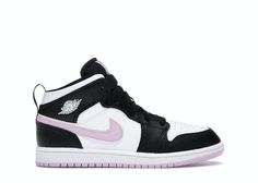 Check out the Jordan 1 Mid White Black Light Arctic Pink (PS) available on StockX Drippy Shoes, Jordan 1s Outfit, Jordan Rose, Jordan Shoe, Customized Shoes, Painting Shoes, Jordan 1 Mid White, Pink Jordans, Mid Sneakers