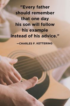 a person holding a guitar with a quote from charles f kettening