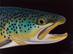 a painting of a fish with black dots on it