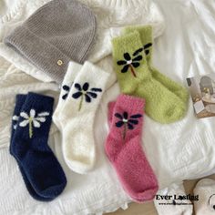 Floral Velvet Fuzzy Socks Stylish Bedding, Fuzzy Socks, Stylish Beds, Cozy Socks, Warm Hug, Patterned Socks, Tube Socks, Socks And Hosiery, Room Makeover