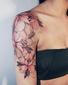 Rose Tattoo Black, H Tattoo, Floral Tattoo Shoulder, Tattoos For Women Flowers, Forearm Sleeve Tattoos, Cat Tattoos, Inspiration Tattoos, Floral Tattoo Sleeve, Irezumi Tattoos