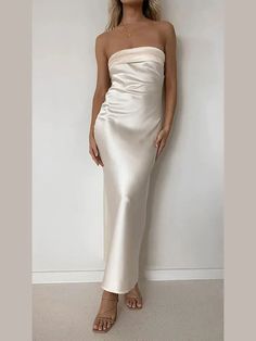 44231850885336|44231850918104|44231850950872|44231850983640 Satin Strapless Dress For Prom, Beige Halter Neck Sleeveless Dress For Party, Satin Strapless Sleeveless Dress For Banquet, Beige Sleeveless Party Dress With Spaghetti Straps, Chic Strapless Evening Dress For Banquet, Spring Prom Tube Top, Strapless Sleeveless Dress For Prom, White Sleeveless Maxi Dress For Banquet, Sleeveless Beige Maxi Dress For Prom