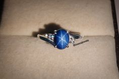 Vintage Blue Lindy Star Ring Blue Star Sapphire Silver Ring - Etsy Blue Sterling Silver Star-shaped Ring, Blue Star-shaped Gemstone Ring, Blue Star-shaped Celestial Sapphire Ring, Sapphire Silver Ring, Gemstone Engagement Ring, Silver Lab, Blue Star Sapphire, Star Sapphire, Gemstone Engagement