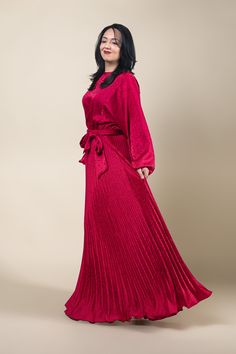 Drama meets sophistication in this elegant dress. The batwing sleeves, the pleated bottom, and the bold color make this dress stand out. Material: polyester Fit: true to size Dress Stand, Skirt Jumpsuit, Bold Color, Batwing Sleeve, Jacket Sale, British Indian, Sweater Coats, Bat Wings, Elegant Dress