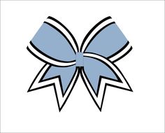 a blue bow with black lines on the bottom and one side, in front of a white background