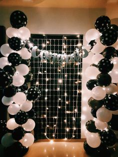 #balloons #decor #graduationdecor #blackwhite #aesthetic #aestheticdecor #mumbaidecor #aestheticlights Black And White School Dance Decorations, Black White Silver Graduation Party, Black And White Dance Decorations, Black And White Dance Theme, Black And White Party Decorations Ideas, Party Black And White Aesthetic, Black And White Aesthetic Birthday, Black And White Birthday Theme Decoration, Black And White Formal Party