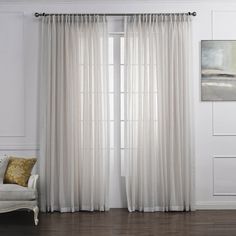 Anady Top Off White Linen Sheer Curtains for Living Room 2 Panels - Anady Top Space Design Textured Window Treatments, Panels Bedroom, Bedroom Country, Sheer Shades, Curtains And Draperies, Sheer Curtain Panels, Pleated Curtains