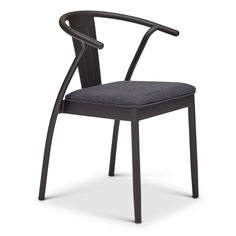 a black chair with a gray seat and backrest, viewed from the front angle