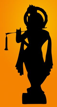 the silhouette of a statue is shown in front of an orange sky with a hook hanging from it's side