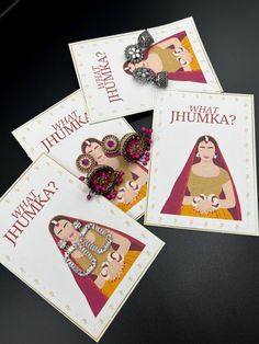 three greeting cards with an image of a woman holding a baby in her arms and the words what humka? on them