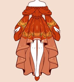 Autumn/fall harvest dress design Sketch Reference, Dress Sketches