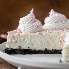 a slice of peppermint ice cream pie on a plate