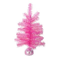 a pink christmas tree is shown against a white background