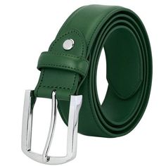 Falari Men's Classic Dress Belt Genuine Leather Belt With Single Prong Enclosed in a Gift Box. Quality Guarantee. Simple Style Suitable for Business and Leisure Size: 34 (waist 32).  Color: Green.  Gender: male.  Age Group: adult. Belt Without Buckle, Green Accessories, Green Belt, Branded Belts, Fashion Belts, Clothing Retail, Dress Belt, Genuine Leather Belt, Stitching Leather