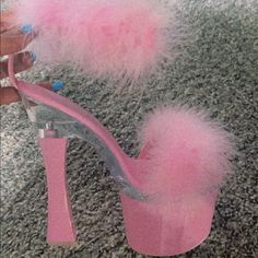 Pink Fur Heels Never Worn Too Big