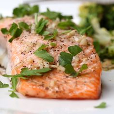 a close up of a piece of salmon on a plate