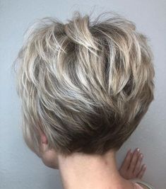 Denton TX Hair| Nicole Dugan on Instagram: “Short Hair Details . . . #shorthair #shorthairstyles #shortblondehair #shortblondebob #blondebobs #blondehair #babylights #bobhaircut…” Pixie Cut Back View, Messy Bob Haircuts, Short Stacked Hair, Short Stacked Bob Haircuts, Hair Doos, Orange Bread, Stacked Haircuts, Hair Details, Messy Bob