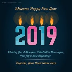 a happy new year greeting card with candles and the words,'welcome happy new year 2019