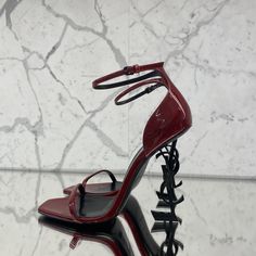 Ysl High Heels, Dark Red Heels, Luxury High Heels, Luxury Heels, Pretty Heels, Heels Aesthetic, Burgundy Heels, Shopping Haul, Dr Shoes