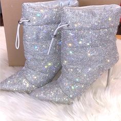 Women’s Size 8 Diamond/ Studded Cloak Rhinestone High Heel Ankle Boots. Breathtaking And Great Condition. Comes Without The Box. Silver. Rhinestone High Heels, High Heel Ankle Boots, High Heel Boots Ankle, Heel Ankle Boots, Cloak, Steve Madden Shoes, Shoes Women, Boots Booties, Steve Madden