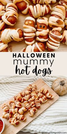 Halloween Mummy Hot Dogs - Easy and Cute Halloween Snack or Appetizer Idea! Halloween Appetizer Ideas, Halloween Mummy Hot Dogs, Savory Halloween Food, Halloween Dip, Mummy Hot Dogs, Halloween Appetizers Easy, Halloween Themed Food, Halloween Party Appetizers