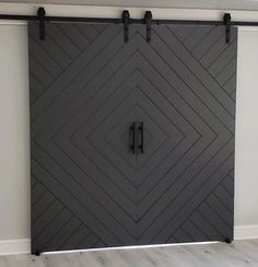 Custom Painted Chevron Barn Door Aztec Barn Door - Etsy Chevron Barn Door, Bed Headboard Wood, Insulated Garage, Farmhouse Barn Door, Barnyard Door, Chevron Door, Front Door Interior, Closet Door Makeover, Interior Exterior Doors