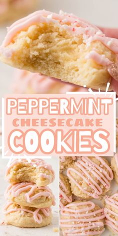 peppermint cheesecake cookies with pink icing