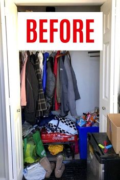 Entry Closet Makeover DIY into Pantry Closet Pantry Ideas, Entry Closet Makeover, Pantry On A Budget, Ikea Book, Organizing Walk In Closet, Closet Transformation, Closet Makeover Diy, Closet Pantry, Entry Closet