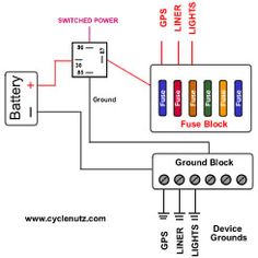 the wiring diagram for an electronic device that is connected to two other devices and has three wires