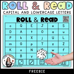 roll and read game for kids with the word roll and read on it's side