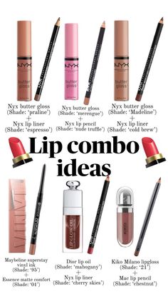 #lipgloss #lipcolors Lip Combos That Last, Combo Skin Makeup, Nyx Nude Truffle Lip Liner Combo Color, Lipstick Lip Liner Combo, Ulta Lip Combo, Makeup For Combo Skin, Best Lip Combos Drugstore, Lip Liner Gloss Combo, Liner And Gloss Combo