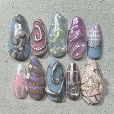 Hippie Nails, Punk Nails, Grunge Nails, Y2k Nails, Soft Nails, Slime Asmr, Kawaii Nails