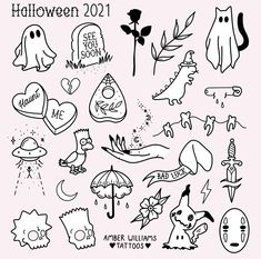 halloween doodles with the words and symbols for each individual to use in this project