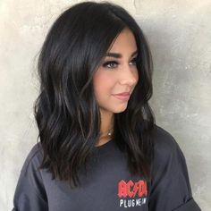 Longbob Hair, Black Bob, Long Black Hair, Medium Hair Cuts, Shoulder Length Hair, Brown Hair Colors, Brunettes, Ombre Hair, Balayage Hair