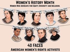 the women's history month poster features portraits of women from different ages and races