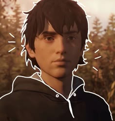 an animated image of a young man wearing a hoodie and looking at the camera