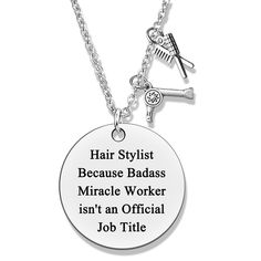 PRICES MAY VARY. 【Funny Hairdresser Gift for Women Men】The necklace gift for hairdresser engraved with meaningful words--”Hair Stylist Because... Miracle Worker isn't an Official job Title.” There are several occasions throughout the year when you could offer the hairstylist in your life a nice treat, including anniversaries, seasonal holidays, birthdays, and salon openings. Willing may our products bring you and your loved person happiness and praise! 【Appreciation Gifts for Hairstylist】Special Appreciation Gifts For Friends, Salon Openings, Cosmetologist Gifts, Barber Gifts, Gift For Coworkers, Hair Barber, Hairdresser Gift, Hair Stylist Gifts, Men Hair