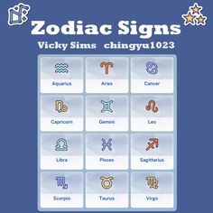 zodiac signs displayed on a blue background