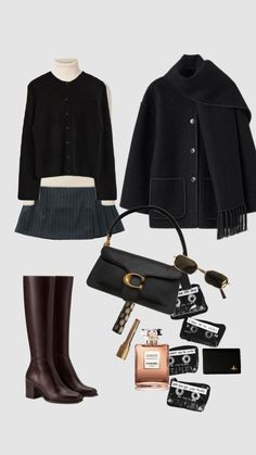 Winter Outfits Capsule, Winter Outfits Capsule Wardrobe, Deep Winter Outfits, Outfits Capsule Wardrobe, Old Money Winter, Ny Outfits, Ootd Women, Uni Outfits, Black Outfits