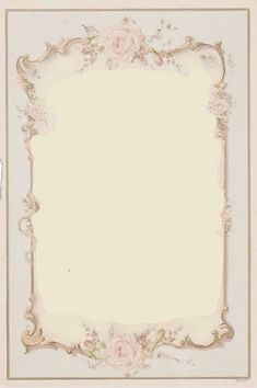 an old photo frame with roses on the front and bottom corner, in pastel tones