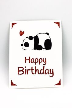 a happy birthday card with a panda bear on it