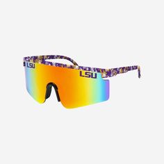 LSU Tigers Floral Large Frame Sunglasses FOCO - FOCO.com Shield Sunglasses, Lsu Tigers, Kick Backs, Large Frames, Face Cover, Sunny Day, Sunglass Frames, Got It, Tigers