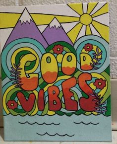 a painting with the word vibes painted on it