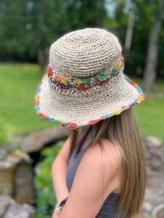 Hemp Crochet Sun Hat - Rainbow Our 100% handmade crocheted sun hats are made from pure hemp yarn from Nepal. Perfect for summer...at the beach, pool, festival or just hanging around. They come in one size which fits most! As with many 100% hemp products they maybe slightly stiff, but soften and stretch over time. Features: 100% Hemp hat and handmade in Nepal It has wire in the rim means you can shape the hat however you desire and flat pack it for easy storage or travel. One size which fit most Hemp Crochet, Crocheted Sun, Hemp Oil Soap, Hemp Hat, Crochet Sun, Summer At The Beach, Colored Weave, Hemp Yarn, Crochet Sun Hat