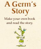 the book cover for a germ's story, with an image of a cartoon character